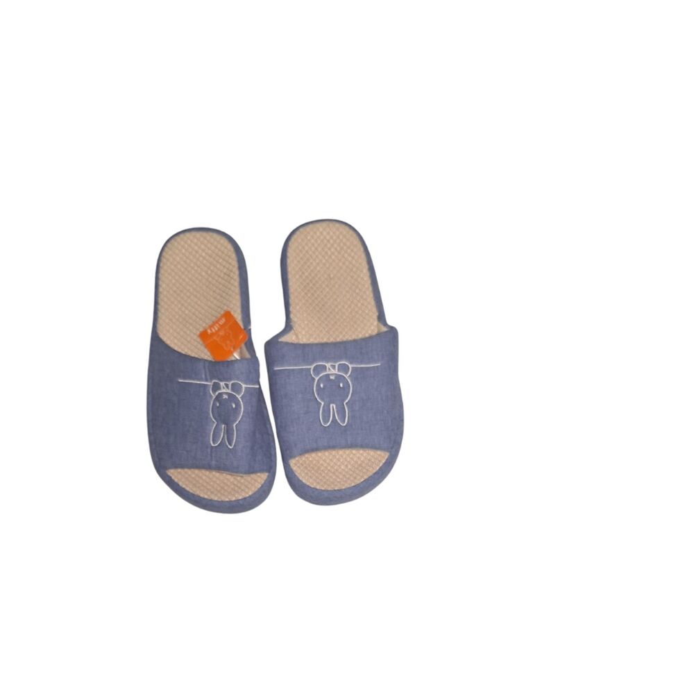 Miffy Embroidered House Slippers Blue Rare NWT Women’s Indoor Comfort Shoes